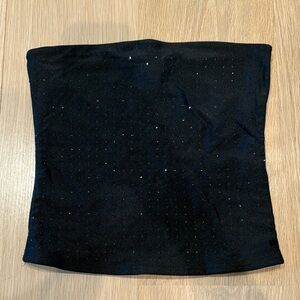 Edikted Black Glittery Strapless Top size XS